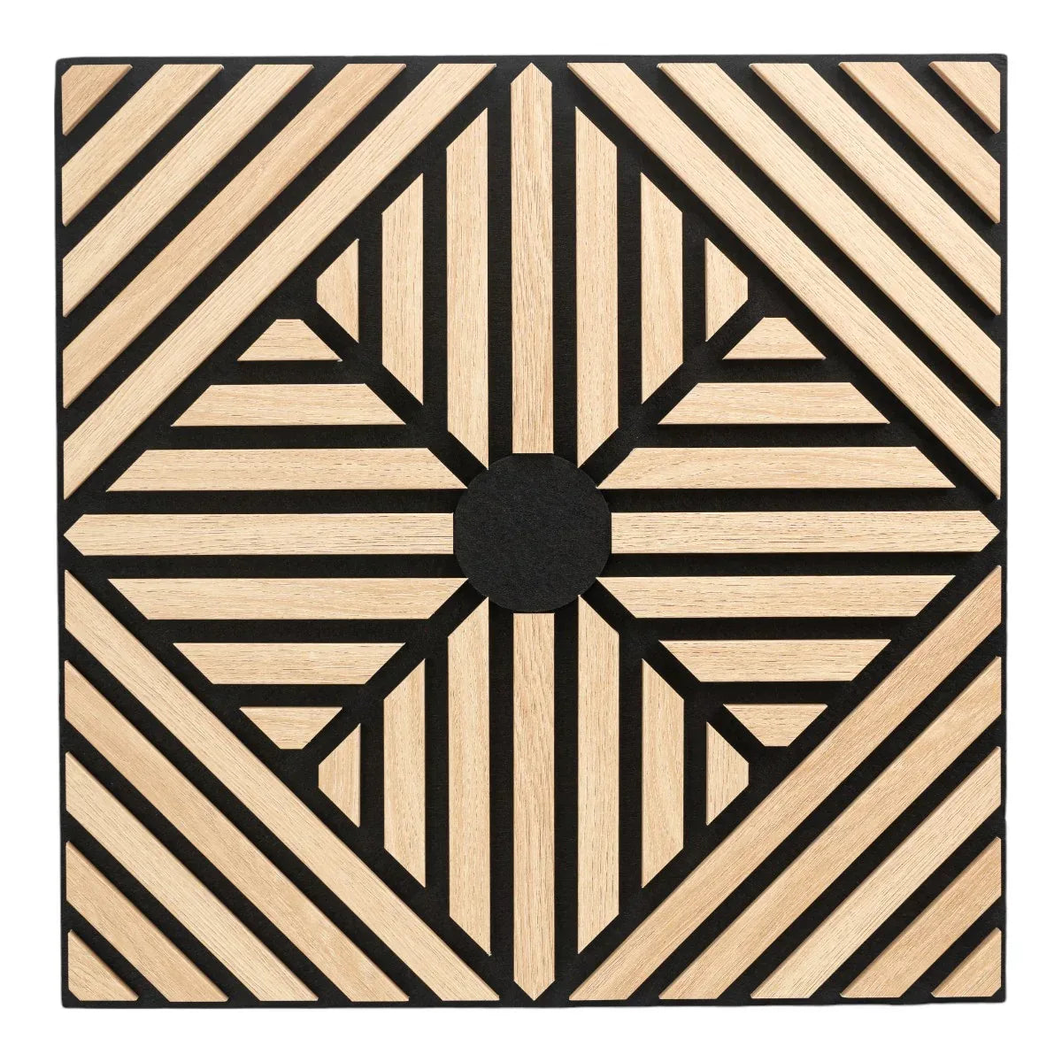 Set 5 Panouri riflaje acustice decorative, MDF si pasla, Naimeed D6768, 60x60x1.8cm, Stejar