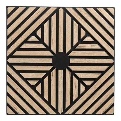 Set 5 Panouri riflaje acustice decorative, MDF si pasla, Naimeed D6769, 60x60x1.8cm, Stejar inchis