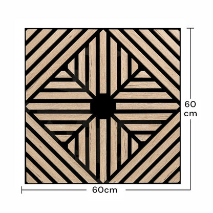 Set 5 Panouri riflaje acustice decorative, MDF si pasla, Naimeed D6769, 60x60x1.8cm, Stejar inchis