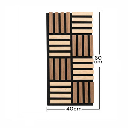 Set 5 Panouri riflaje acustice decorative, MDF si pasla, Naimeed D6773, 70x35x2.1cm, Stejar/Stejar inchis