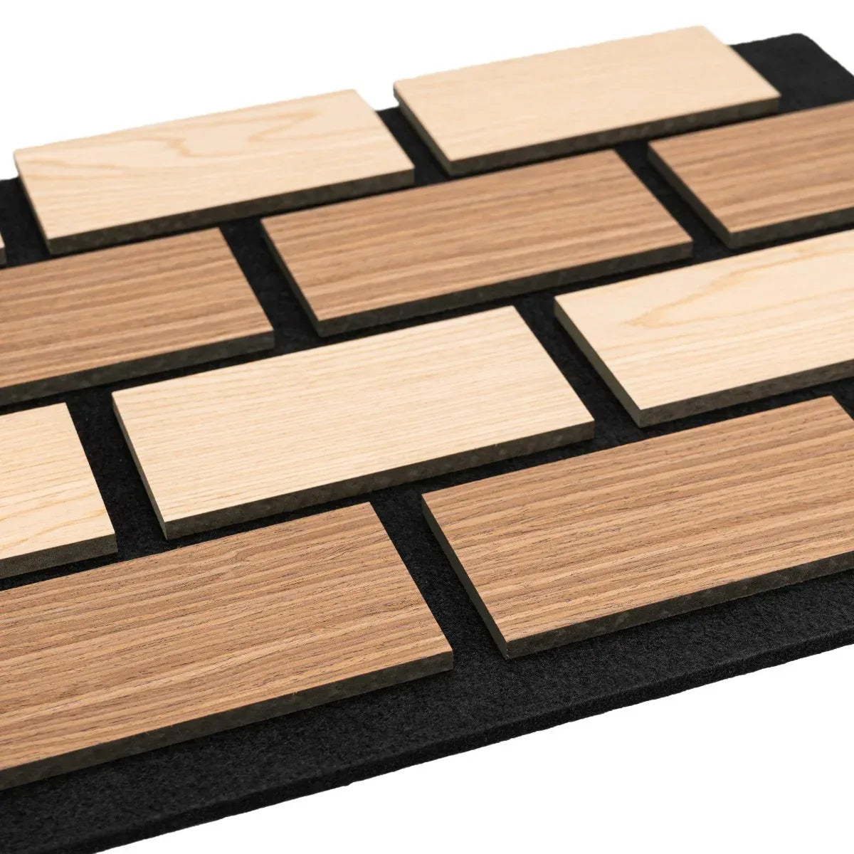 Set 5 Panouri riflaje acustice decorative, MDF si pasla, Naimeed D6775, 60x40x2.1cm, Stejar/Stejar inchis