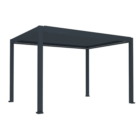 Pergola bioclimatica, iluminare LED, aluminiu, acoperis motorizat, Naimeed D6783, 400x300x250cm, Gri antracit