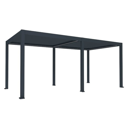 Pergola bioclimatica, iluminare LED, aluminiu, acoperis motorizat, Naimeed D6786, 600x300x250cm, Gri antracit