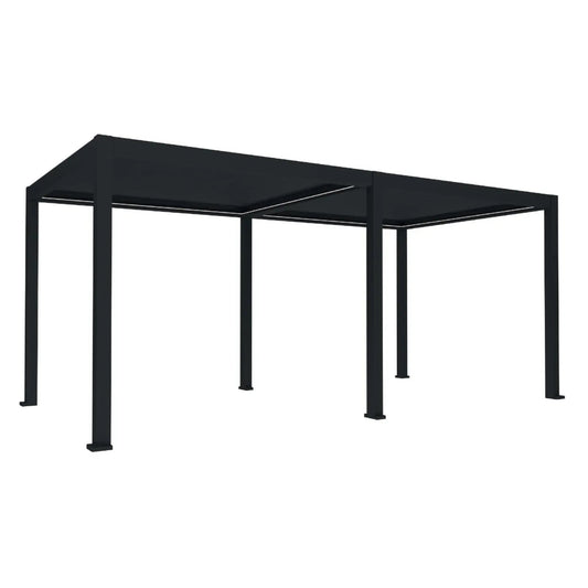 Pergola bioclimatica, iluminare LED, aluminiu, acoperis motorizat, Naimeed D6787, 600x300x250cm, Negru