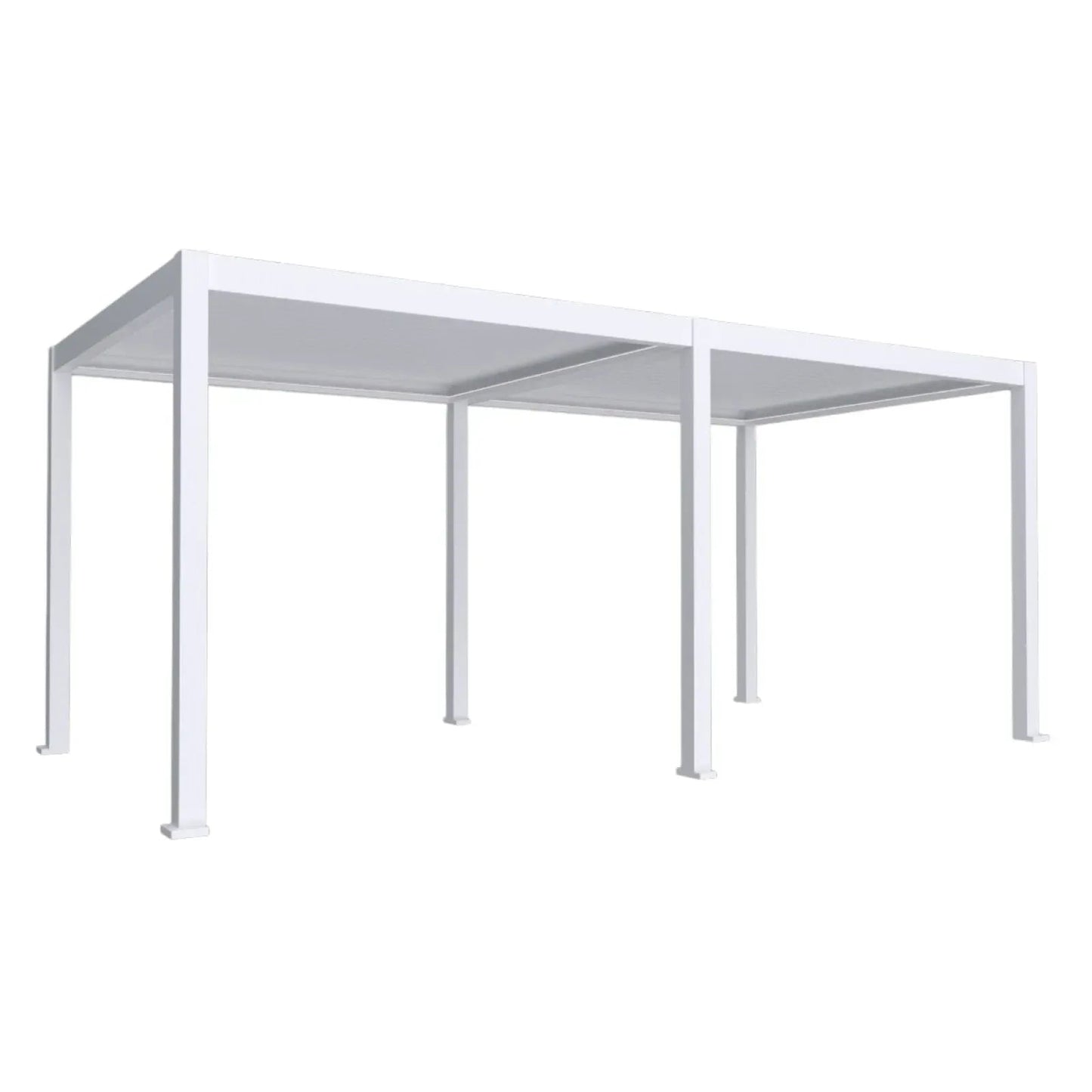 Pergola bioclimatica, iluminare LED, aluminiu, acoperis motorizat, Naimeed D6788, 600x300x250cm, Alb