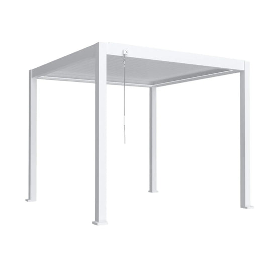 Pergola bioclimatica, iluminare LED, aluminiu, Naimeed D6791, 300x300x250cm, Alb