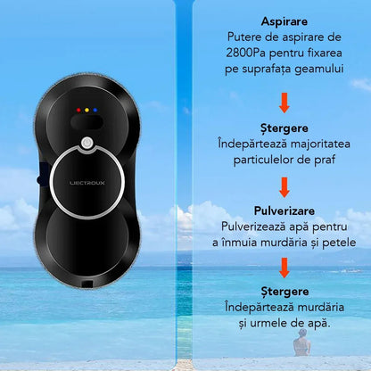 Robot Curatare Geamuri Liectroux HCR-10(D6809), 2800Pa, protectie anti cadere, baterie 500mAh, autonomie 60 de minute pe acumulator in caz de pana de curent, capacitate 30ml, 295x145x120mm, Negru