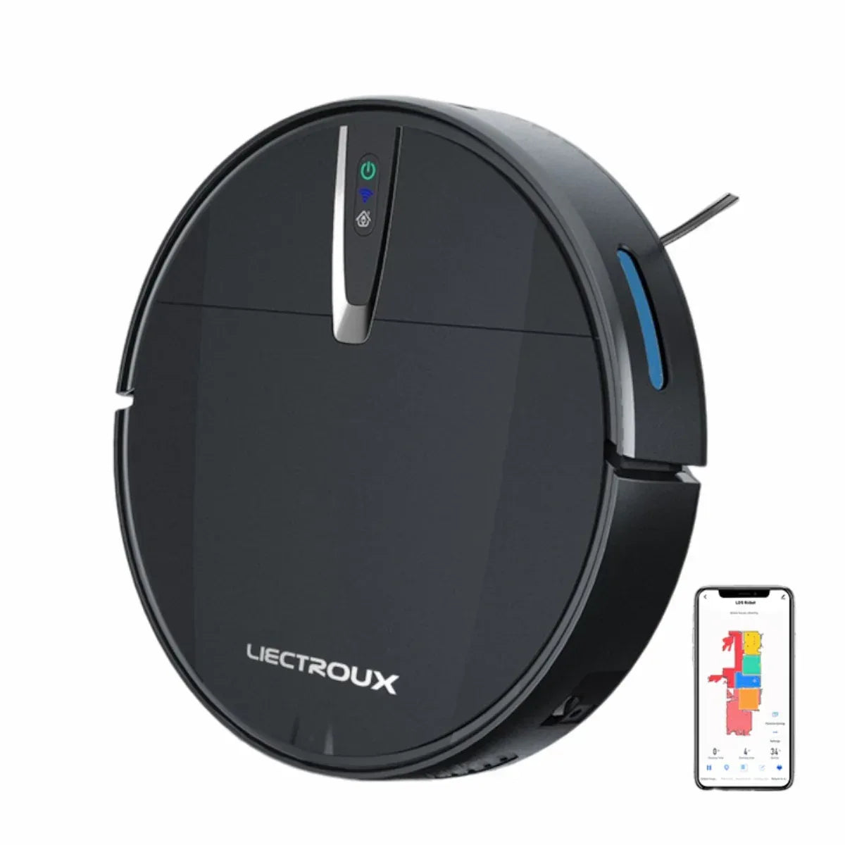 Aspirator Robot cu spalare, Inteligent  Liectroux V3S PRO(D6814), aspiratie de 4000Pa, autonomie 120 de minute, coș de praf de 600ml, 150x350x350mm,  Negru