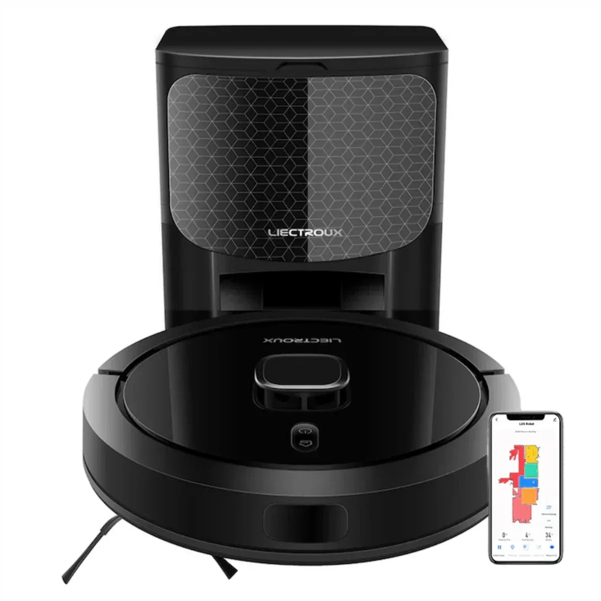Aspirator Robot cu spalare, Inteligent Liectroux G7(D6816), navigare cu laser LDS(Lidar+SLAM), ghid vocal, autonomie 180 de minute, rezervor de apă de 300ml, coș de praf de 300ml, 98x350x350mm, Negru