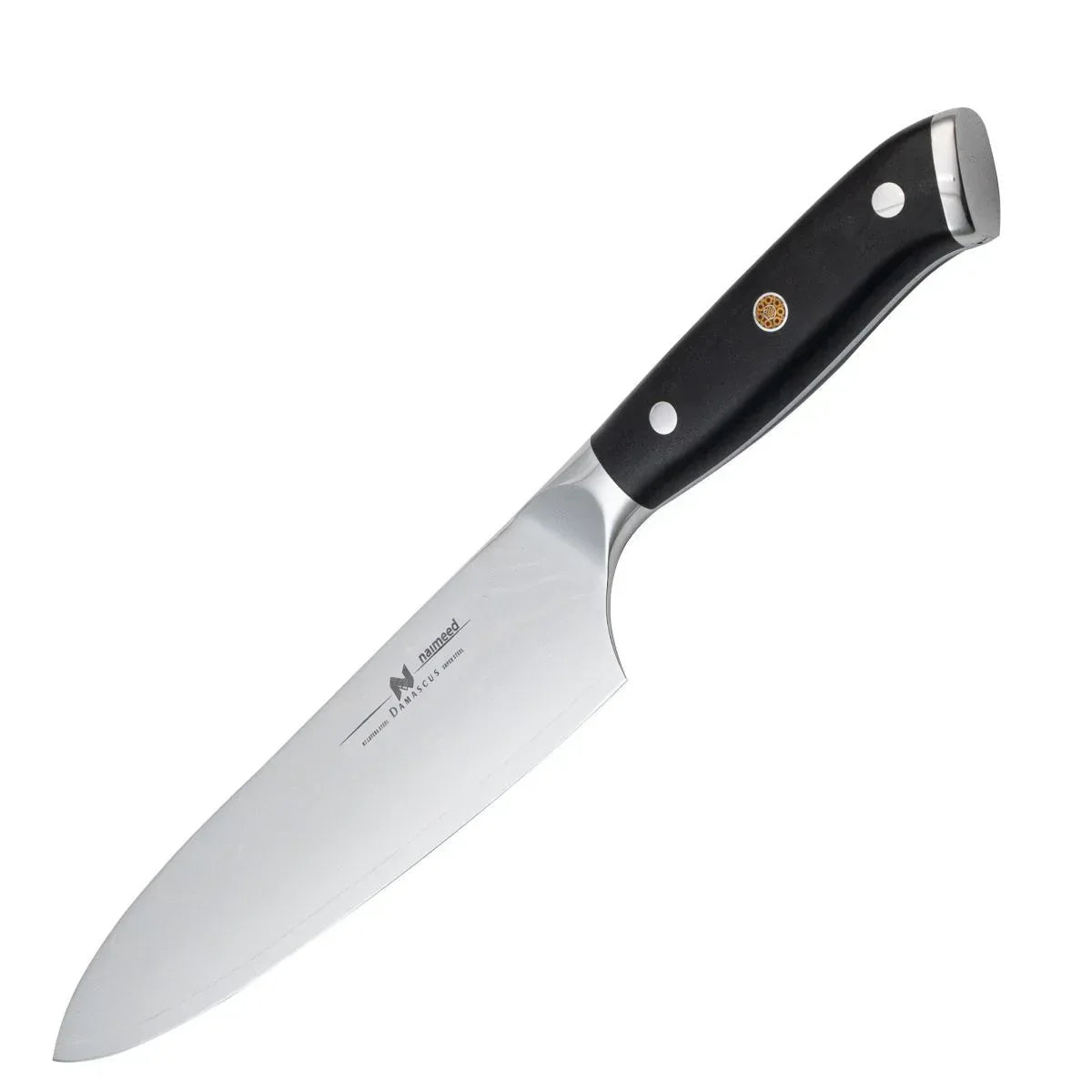 Cutit de bucatar, din otel Damascus, Naimeed D6824, damasc 67 straturi, 34 cm, Negru