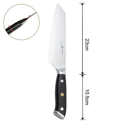 Cutit de bucatar, din otel Damascus, Naimeed D6825, damasc 67 straturi, 33.5 cm, , Negru