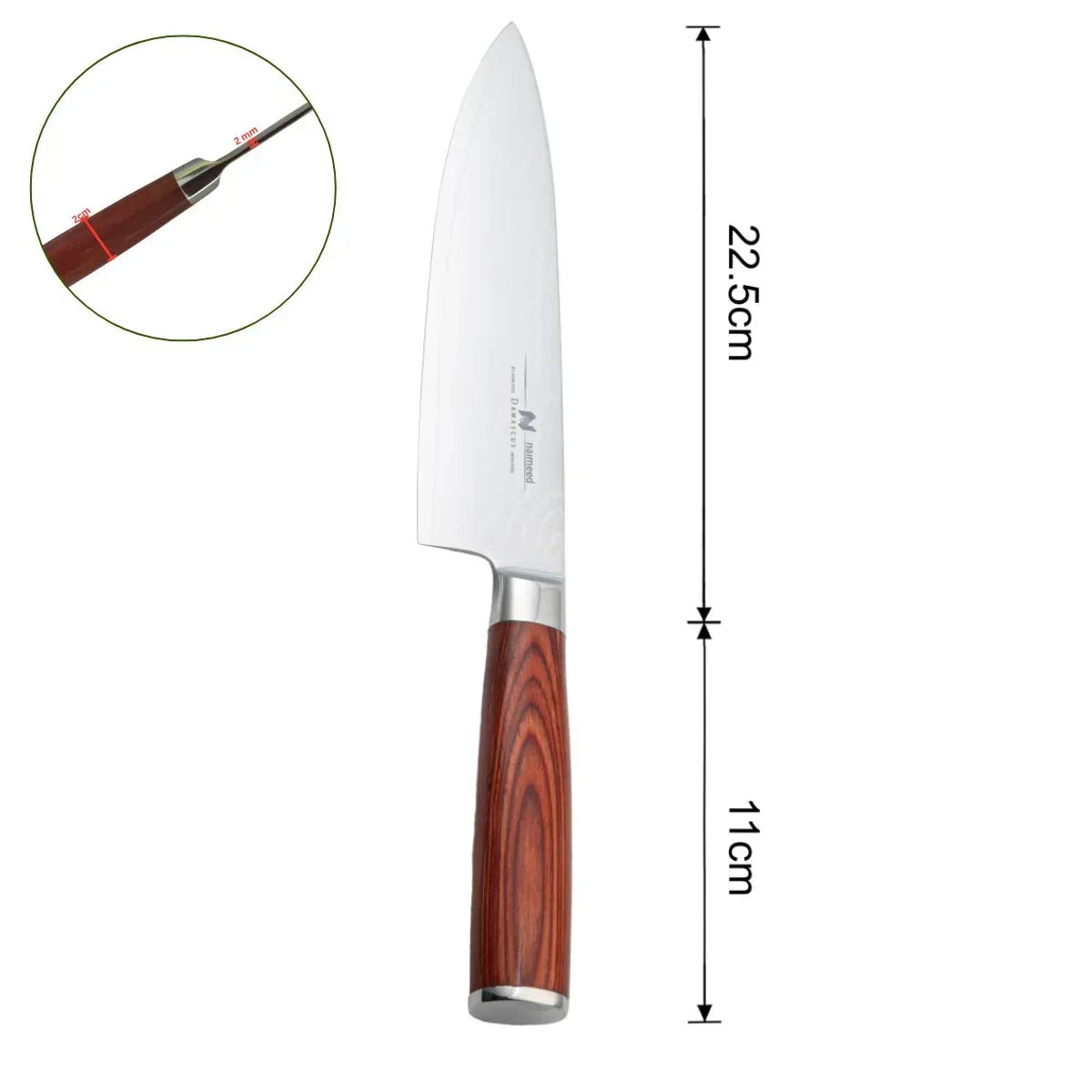 Cutit de dezosat, din otel Damascus, Naimeed D6831, damasc 67 straturi, 28 cm,  Maro