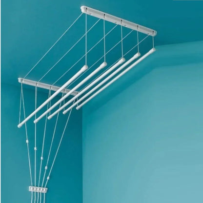 Uscator rufe de tavan, metalic, 5 bare, Naimeed D6840, 180x50x320cm, Alb