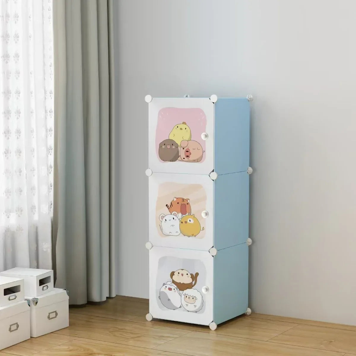 Dulap Modular Copii, 3 Usi, Naimeed D6843, 110x35x35 cm, Albastru