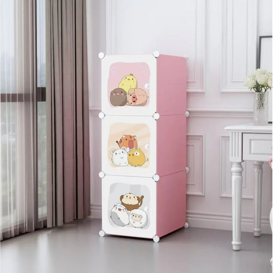 Dulap Modular Copii, 3 Usi, Naimeed D6844, 110x35x35 cm, Roz