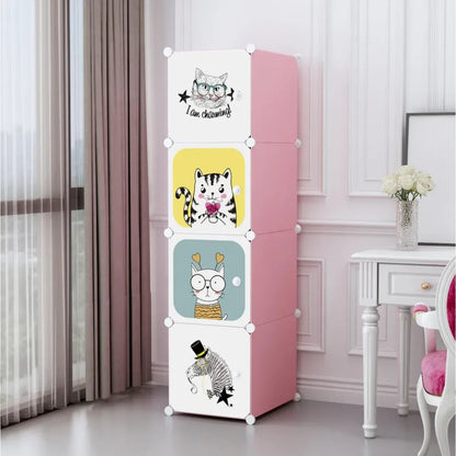 Dulap Modular Copii, 4 Usi, Naimeed D6849, 146x35x35 cm, Roz
