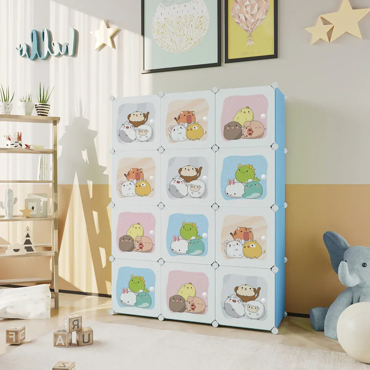 Dulap Modular Copii, 12 Usi, Naimeed D6865, 148x110x37 cm, Albastru