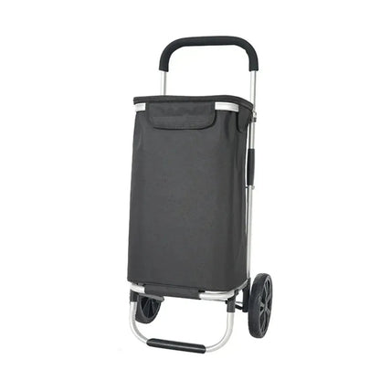 Carucior cumparaturi pliabil cu 2 roti rezistente si sac textil impermeabil, detasabil cu 2 buzunare laterale, Naimeed D6868, capacitate 43.5L, 96x42x28cm, Negru