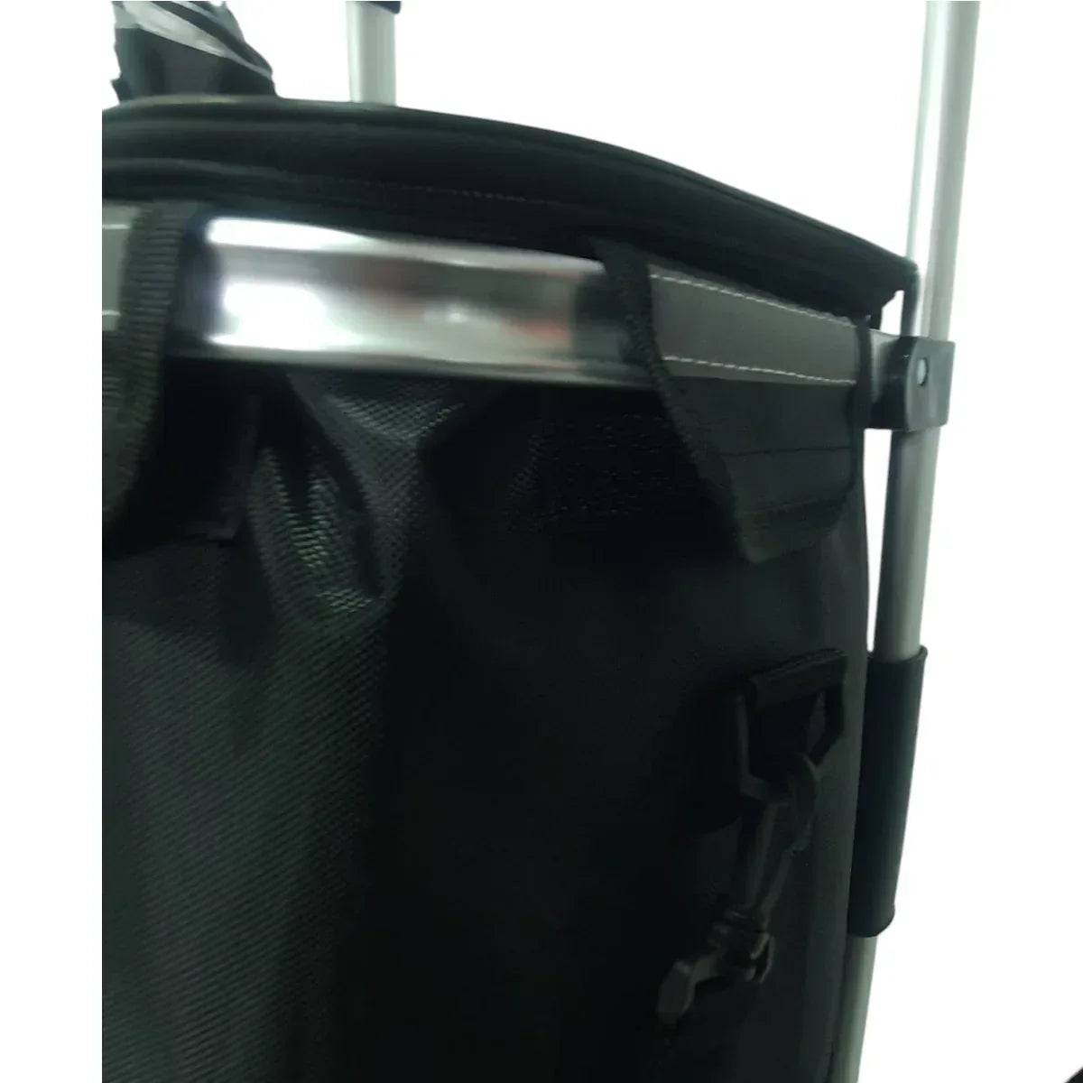 Carucior cumparaturi pliabil cu 2 roti rezistente si sac textil impermeabil, detasabil cu 2 buzunare laterale, Naimeed D6868, capacitate 43.5L, 96x42x28cm, Negru