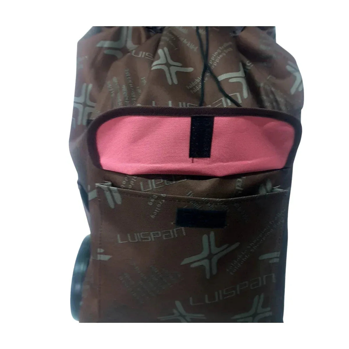Carucior cumparaturi pliabil cu 2 roti rezistente si sac textil, detasabil cu 2 buzunare laterale, Naimeed D6872, capacitate 49L, 100x45x34cm, Maro