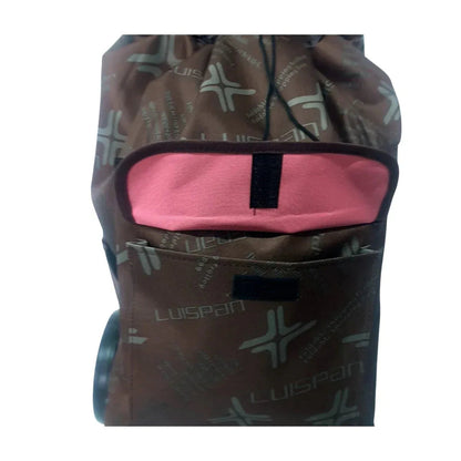 Carucior cumparaturi pliabil cu 2 roti rezistente si sac textil, detasabil cu 2 buzunare laterale, Naimeed D6872, capacitate 49L, 100x45x34cm, Maro