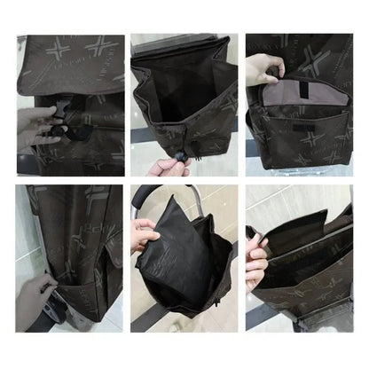 Carucior cumparaturi pliabil cu 2 roti rezistente si sac textil, detasabil cu 2 buzunare laterale, Naimeed D6873, capacitate 49L, 100x45x34cm, Negru