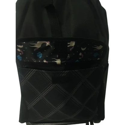 Carucior cumparaturi pliabil cu 4 roti rezistente si sac textil, detasabil cu 2 buzunare laterale, Naimeed D6874, capacitate 43.5L, 106x42x28cm, Negru