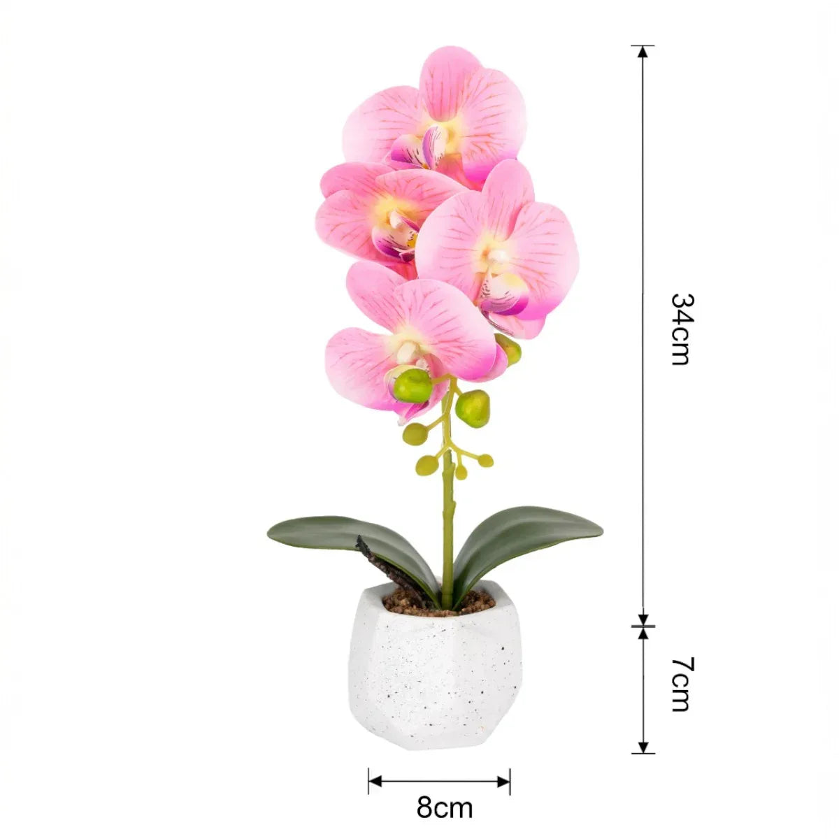Orhidee cu aspect natural in ghiveci ceramic, 41 cm, Naimeed D6883, Roz