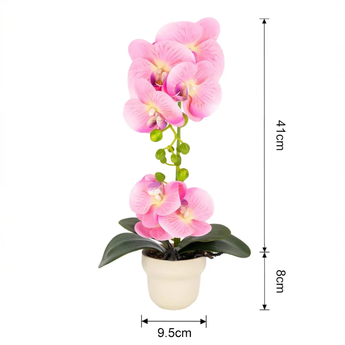 Orhidee cu aspect natural in ghiveci ceramic, 49 cm, Naimeed D6896, Roz