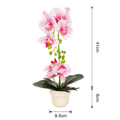 Orhidee cu aspect natural in ghiveci ceramic, 49 cm, Naimeed D6898, Roz/Alb