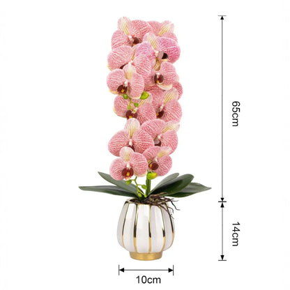 Orhidee cu aspect natural in ghiveci ceramic, 79 cm, Naimeed D6899, Roz