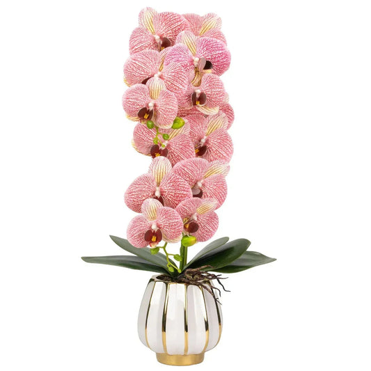 Orhidee cu aspect natural in ghiveci ceramic, 79 cm, Naimeed D6899, Roz
