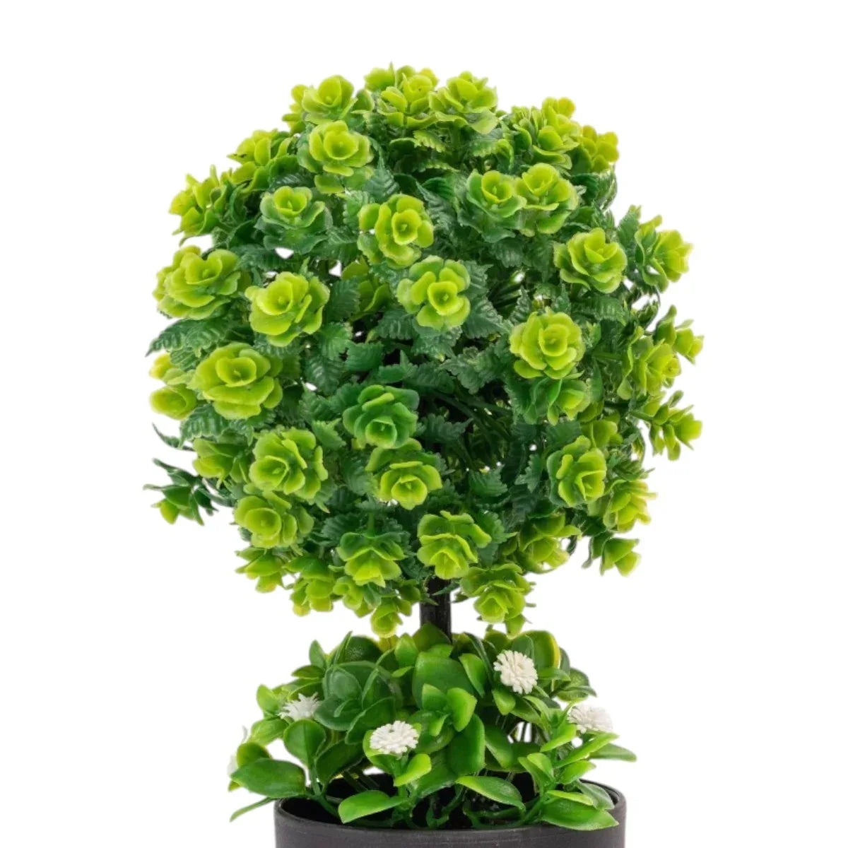 Copac artificial, tip Crassula, cu ghiveci, Naimeed D6918, 24x8 cm, Alb/Verde
