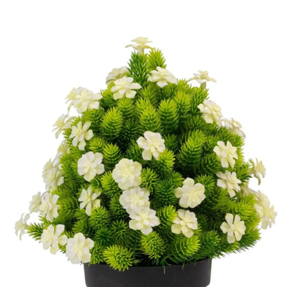 Planta artificiala, tip Cryptomeria, cu ghiveci, Naimeed D6920, 24x8.8 cm, Alb/Verde