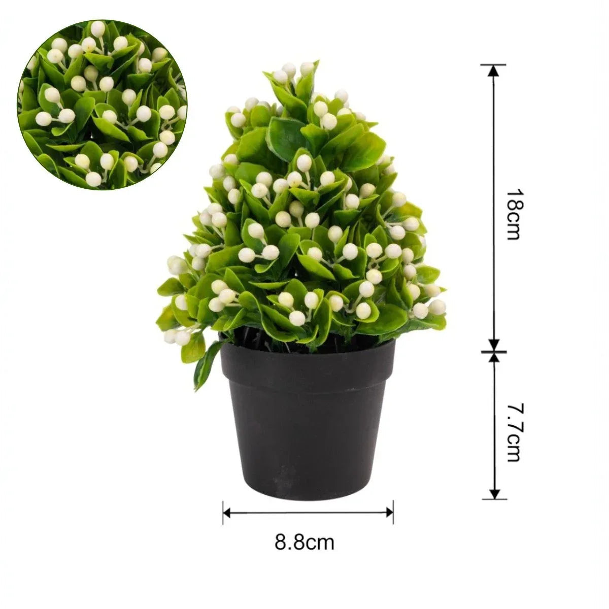 Planta artificiala, tip Buxus, cu ghiveci, Naimeed D6921, 24x8.8 cm, Alb/Verde
