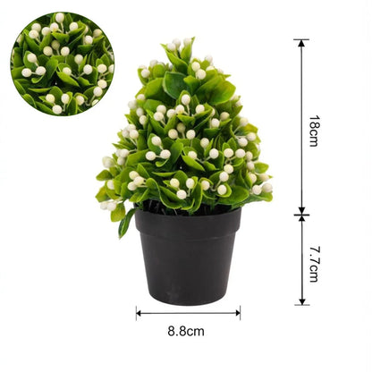 Planta artificiala, tip Buxus, cu ghiveci, Naimeed D6921, 24x8.8 cm, Alb/Verde