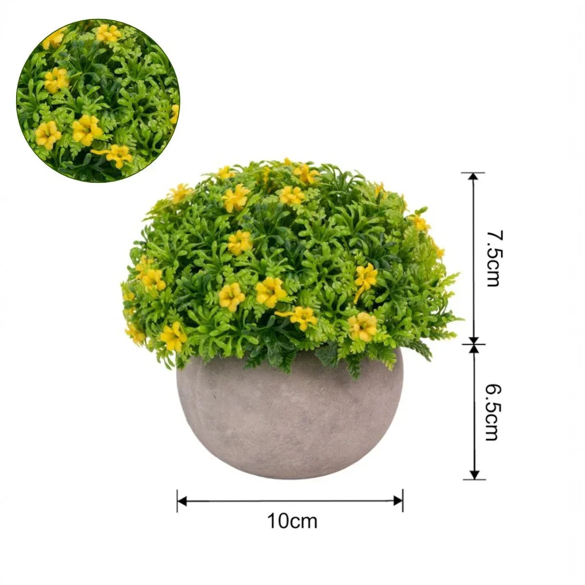Planta artificiala, tip Feriga, cu ghiveci de hartie, Naimeed D6925, 12x10 cm, Galben