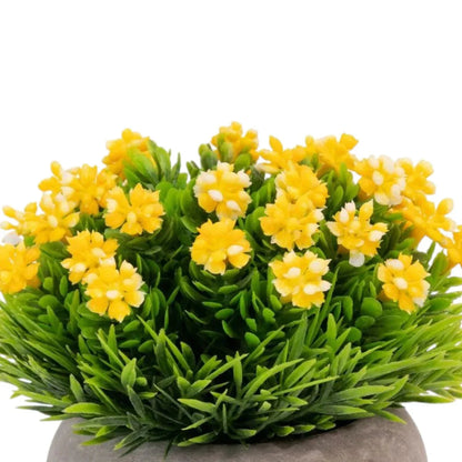 Planta artificiala, tip Gardenia, cu ghiveci din ceramica, Naimeed D6930, 12x10 cm, Galben