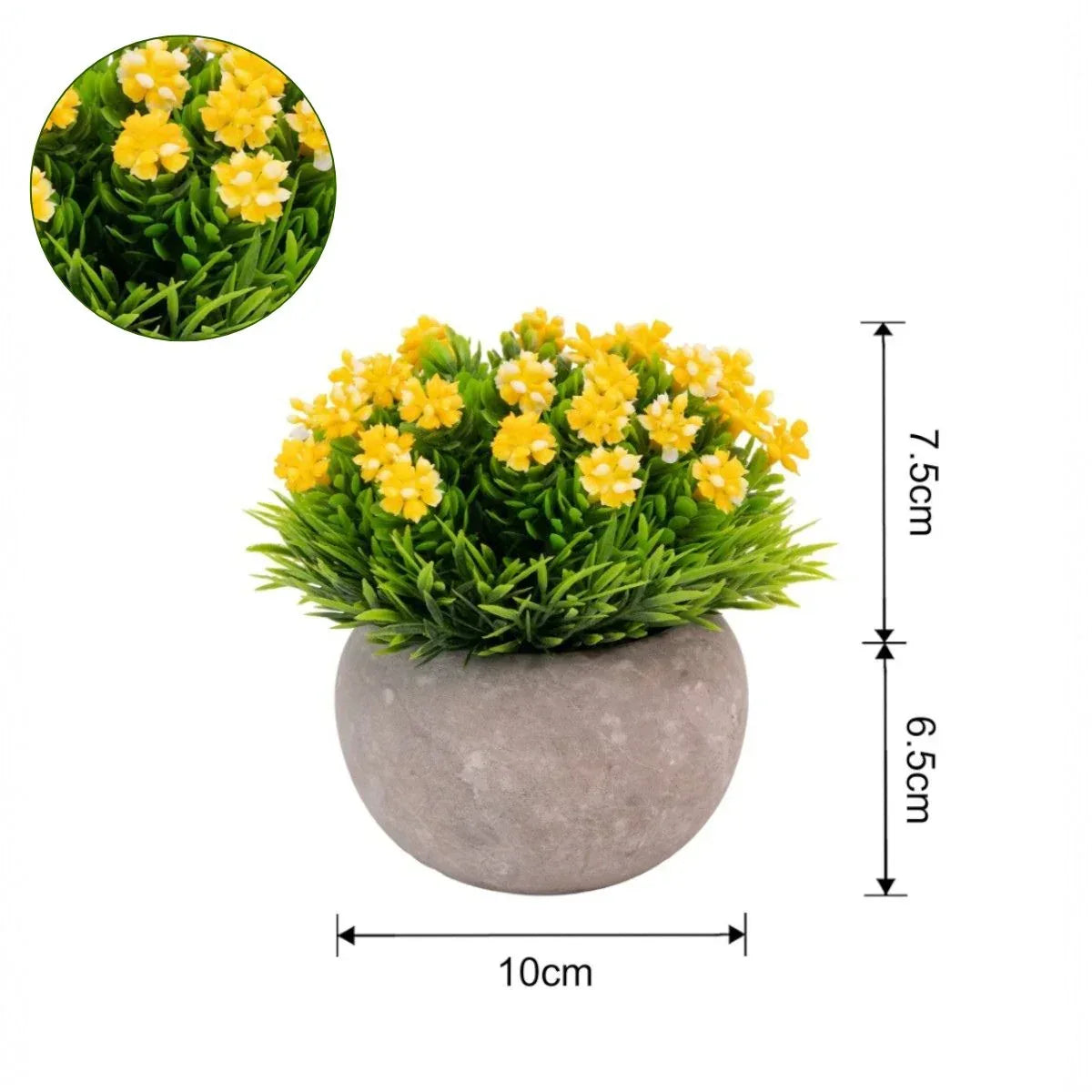 Planta artificiala, tip Gardenia, cu ghiveci din ceramica, Naimeed D6930, 12x10 cm, Galben