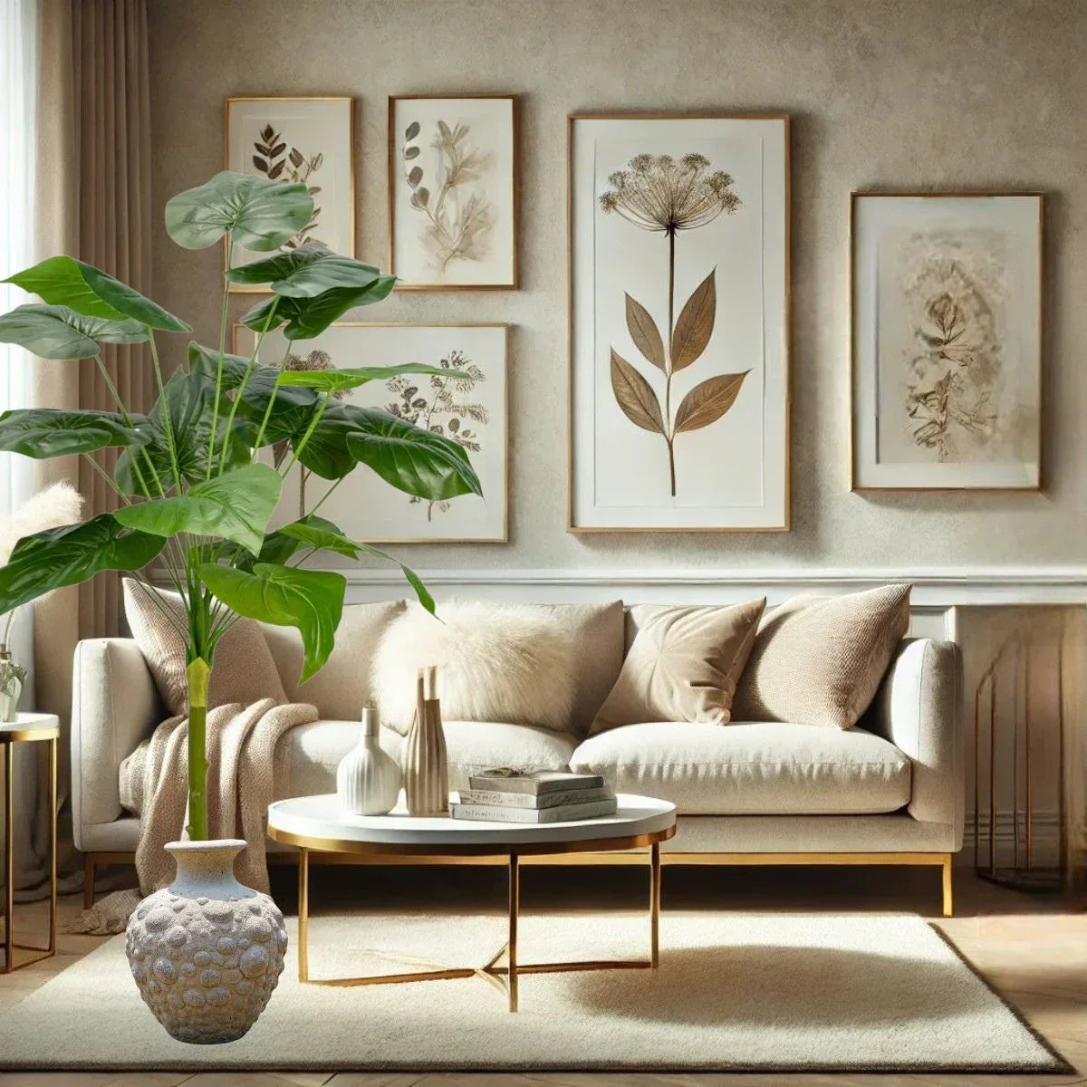 Planta decorativa artificiala, fara ghiveci, tip Monstera, Naimeed D6945, 88 cm, Verde