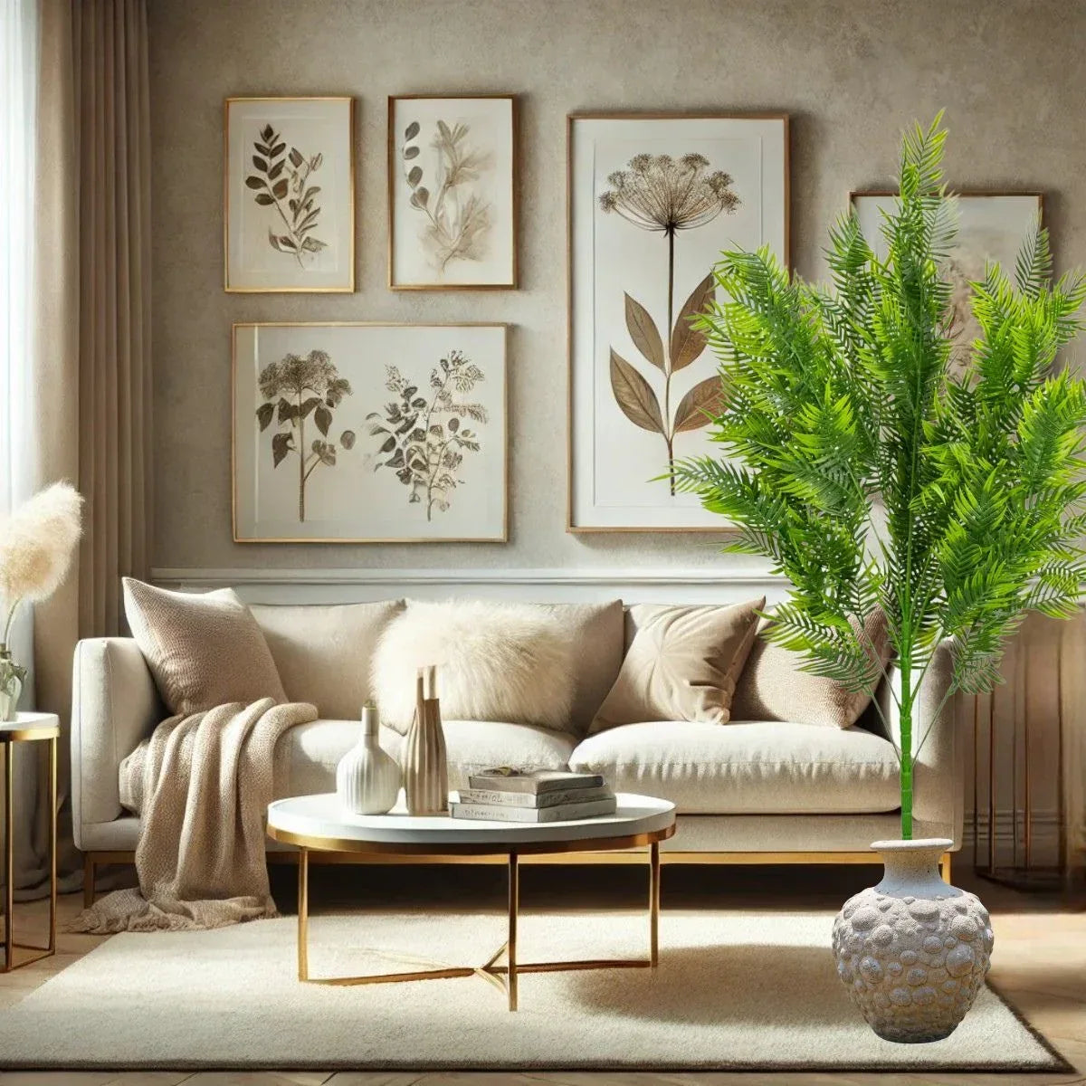 Planta decorativa artificiala, fara ghiveci, tip Areca Palm,  Naimeed D6953, 105 cm, Verde