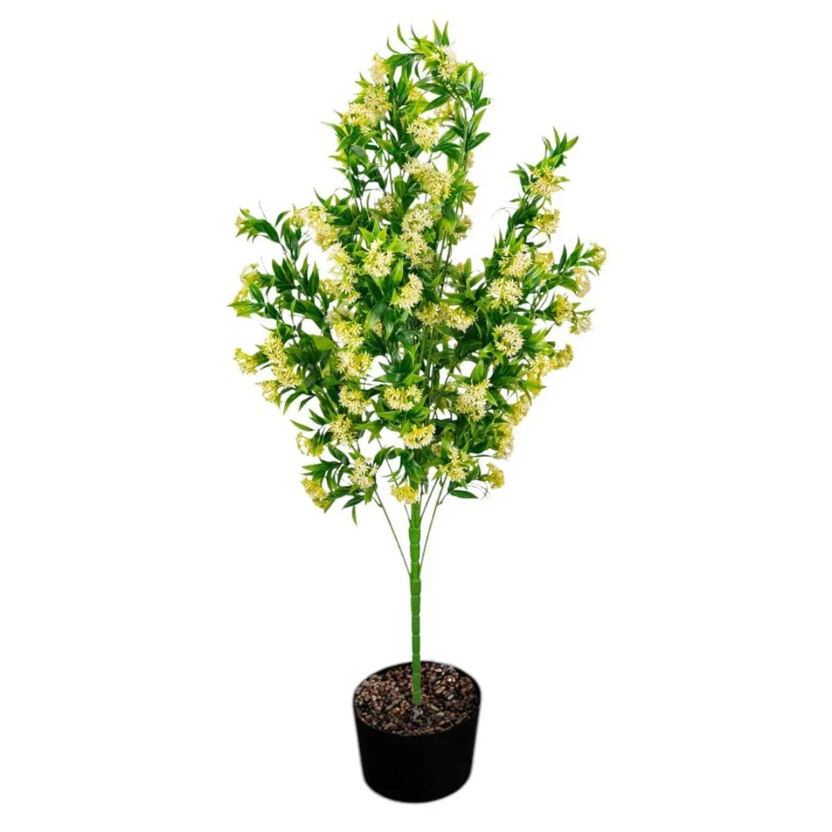 Planta decorativa artificiala, fara ghiveci, tip Iasomie, Naimeed D6955, 105 cm, flori Galben/Alb