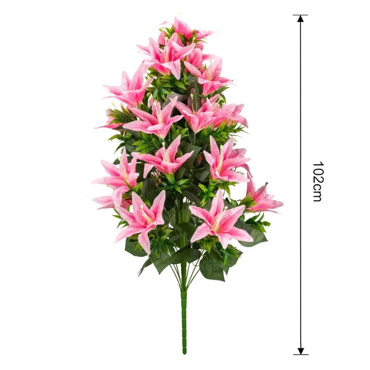 Planta decorativa artificiala, fara ghiveci, tip Crin, Naimeed D6957, 102 cm, Roz