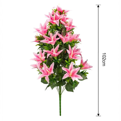 Planta decorativa artificiala, fara ghiveci, tip Crin, Naimeed D6957, 102 cm, Roz