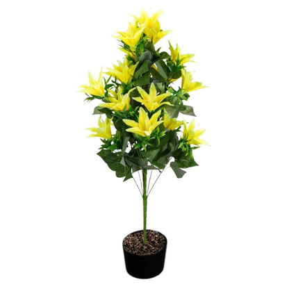 Planta decorativa artificiala, fara ghiveci, tip Crin, Naimeed D6957, 102 cm, Galben