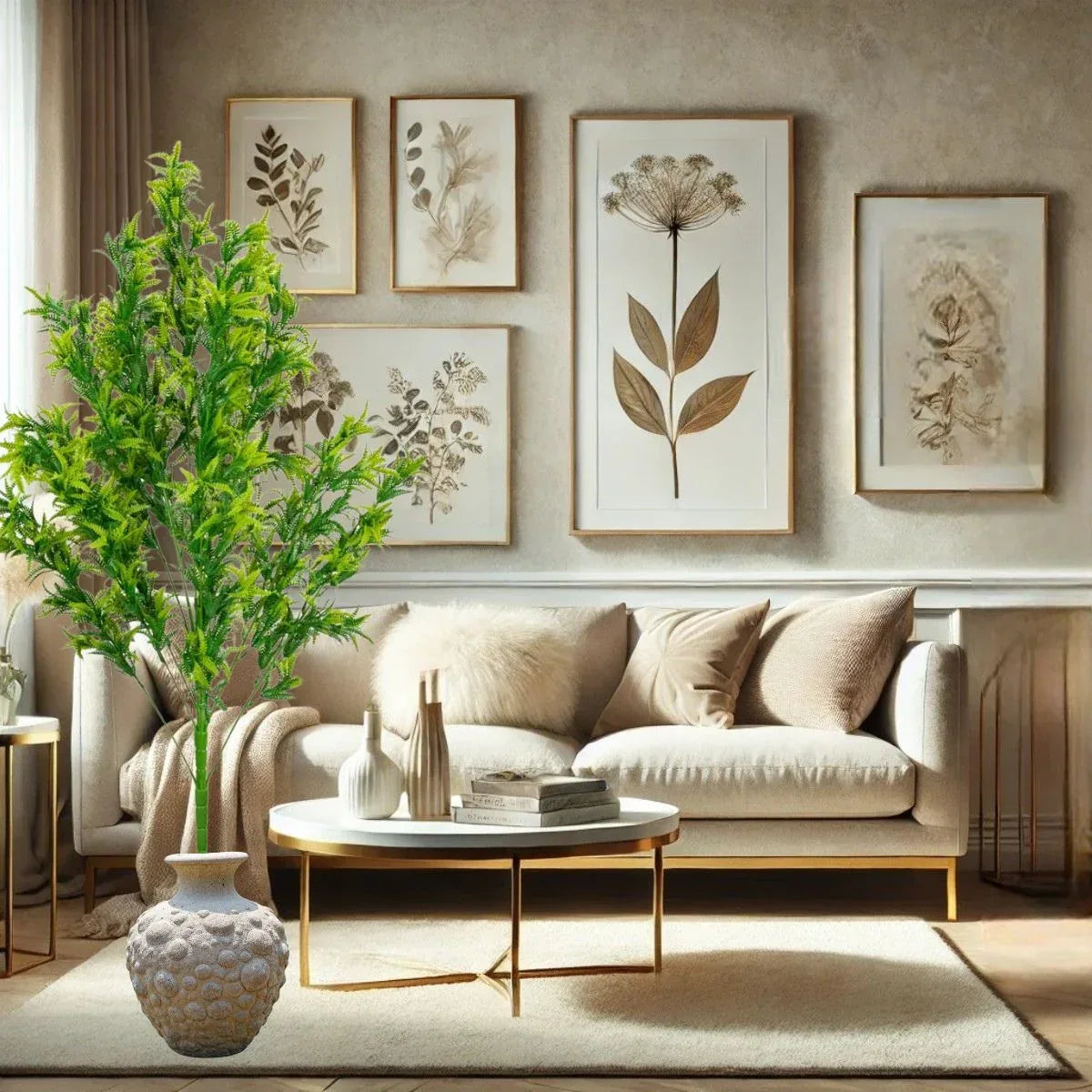 Planta decorativa artificiala, fara ghiveci, tip Feriga, Naimeed D6960, 105 cm, Verde