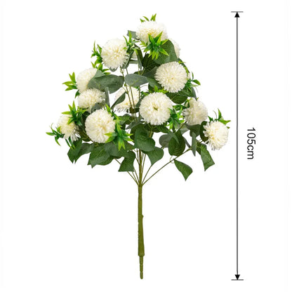 Planta decorativa artificiala, fara ghiveci, tip Crizantema, Naimeed D6961, 105 cm, Alb