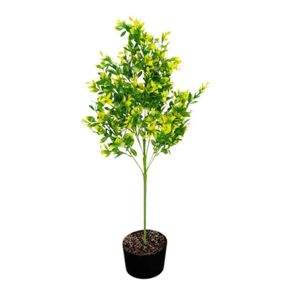 Planta decorativa artificiala, fara ghiveci, tip Buxus, Naimeed D6962, 80 cm, Galben