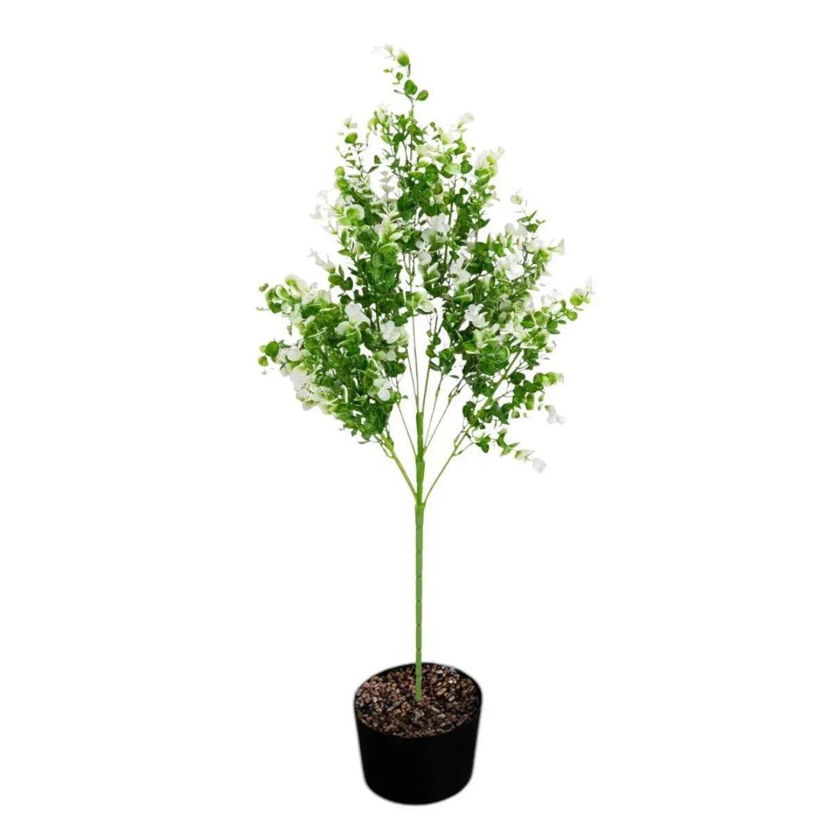 Planta decorativa artificiala, fara ghiveci, tip Eucalipt, Naimeed D6963, 80 cm, Alb