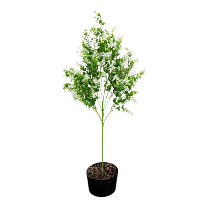 Planta decorativa artificiala, fara ghiveci, tip Eucalipt, Naimeed D6963, 80 cm, Alb